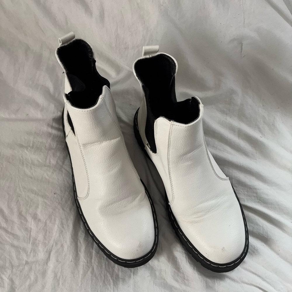 White Leather Ankle Boots